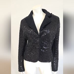 NWOT Rinascimento Black sequin wool blazer Jacket S